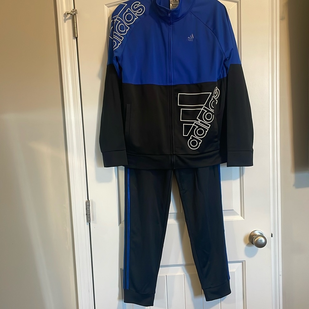 Black & Blue Adidas Track Suit Youth XL (18/20)